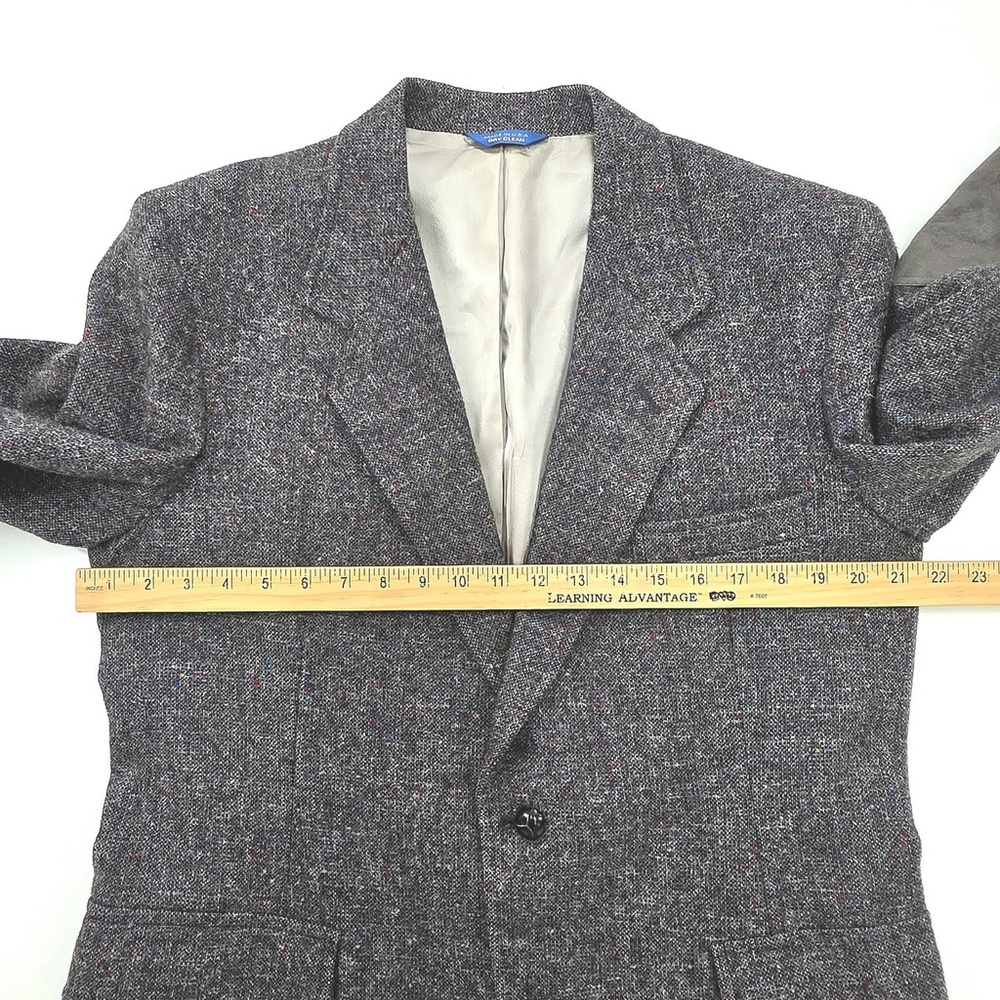 Pendleton Tweed Blazer Size 43 Men Gray Suede Elbow Patch USA Americana - Picture 10 of 16